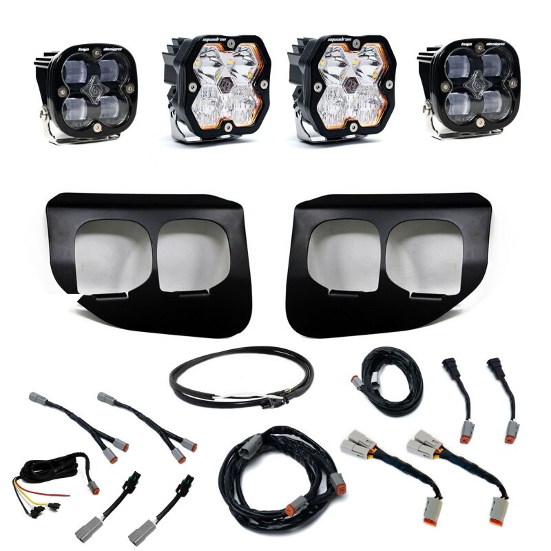 Ford SD Fog Light Pocket Kit - Baja Designs - Squadron 2.0 SAE/Sport Dual - Clear - `20-`22